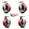 Service Caster 5 Inch Red Poly on Cast Iron Caster Set with Roller Bearings 2 Swivel 2 Rigid SCC-20S520-PUR-RS-2-R-2 - alternate 2